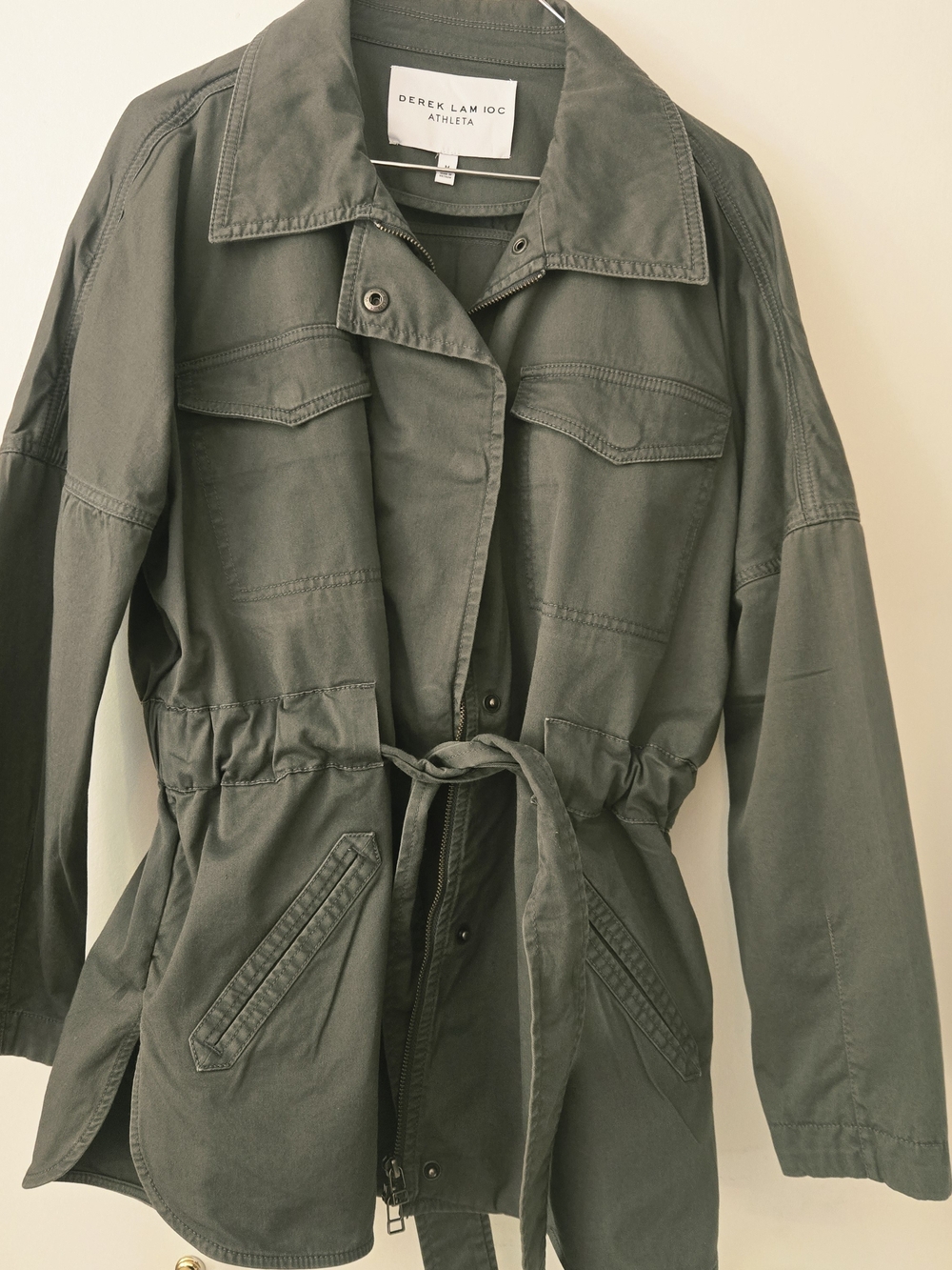 Derek Lam Olive Green Drawstring-Waist Utility Jacket
